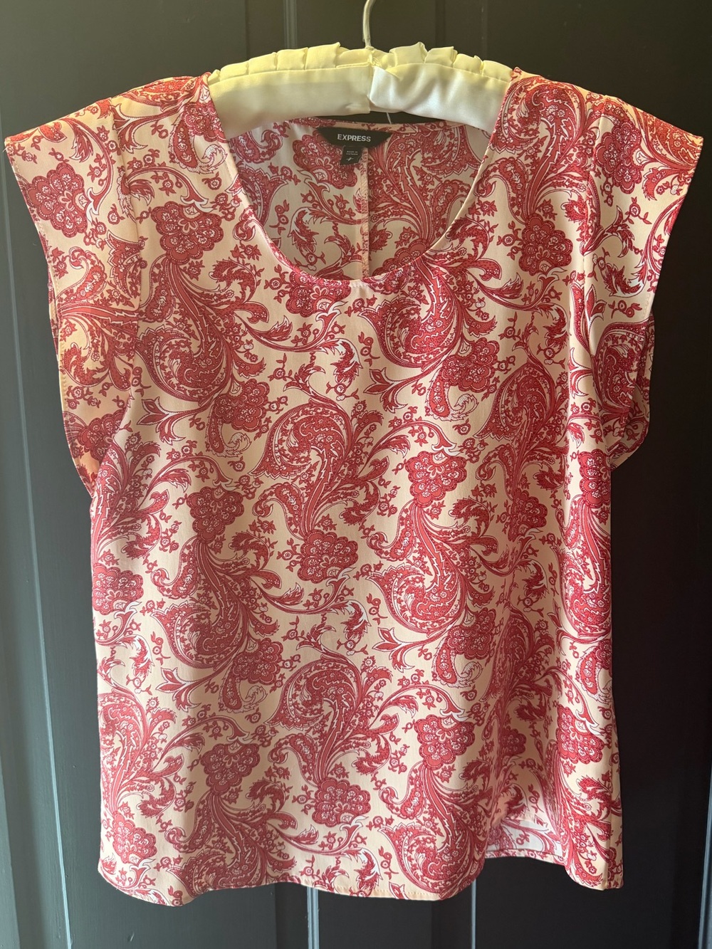 Express Red and Cream Blouse with Pink Paisley Print